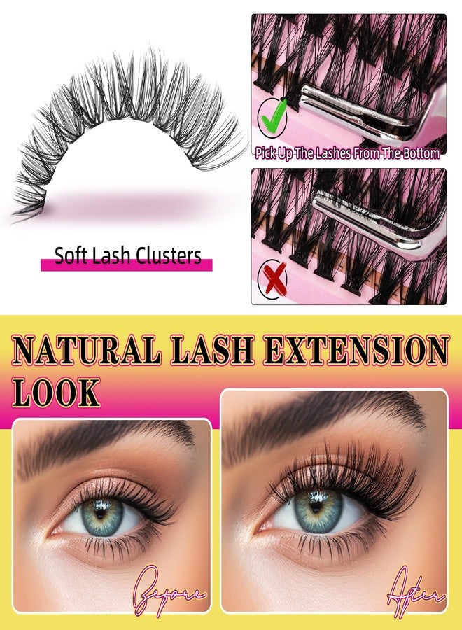 WLFRHD Lash Clusters 280PCS Individual Lashes D Curl Eyelash Clusters Mixed Length Cluster Eyelash Extensions Clusters Lashes with Thin Band Soft False Eyelashes DIY at Home(80D,D-Mix9-16mm) - Image 4